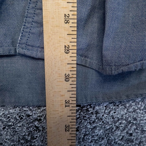 CARHARTT Mens Large Blue Button-up Short Sleeve Work Shirt Pocket workwear - Picture 5 of 11